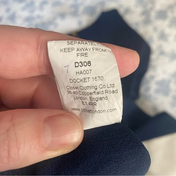 Closet London Navy and Cream Pleated Coastal Preppy Mini Dress Size 10 - Picture 10 of 11